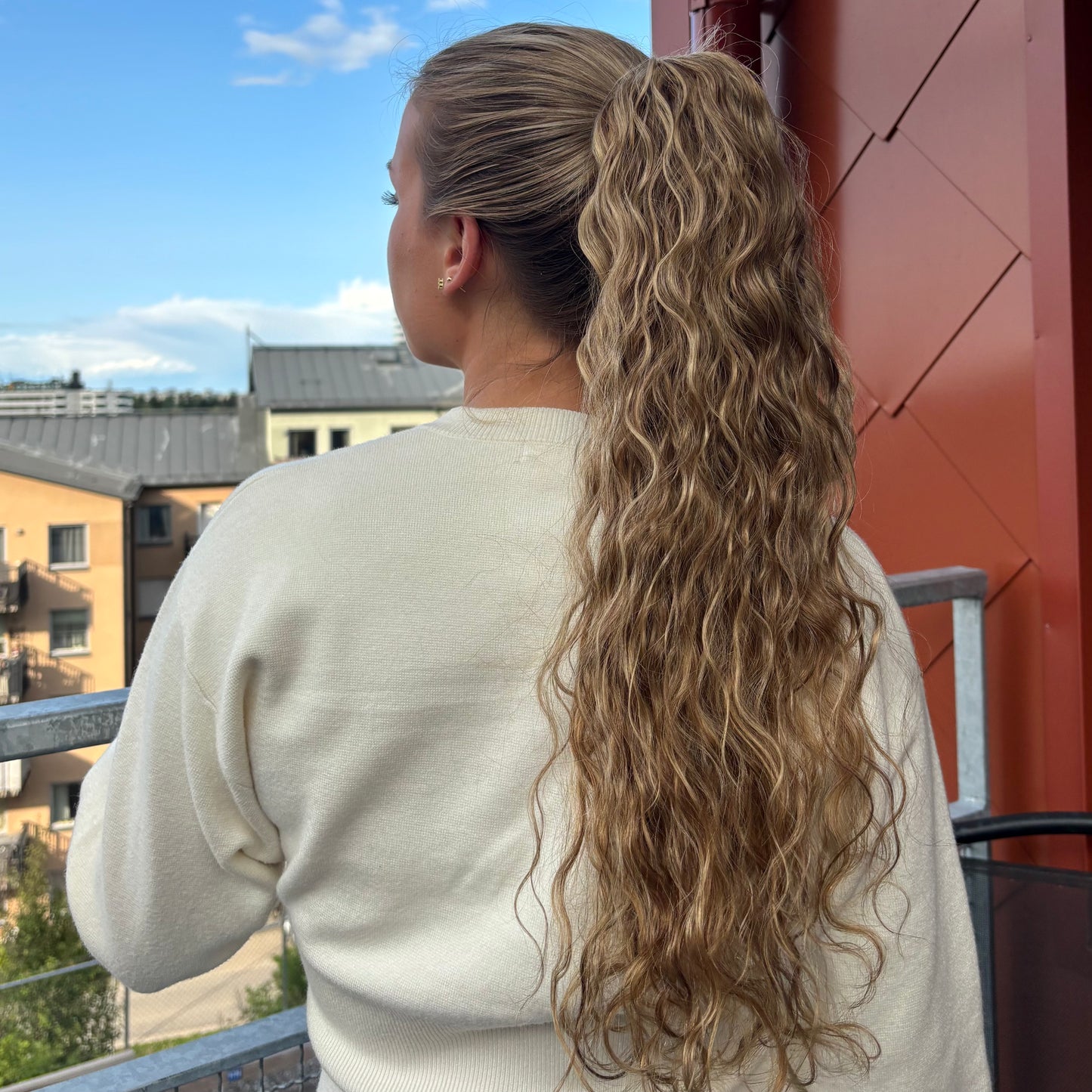 Human hair ponytail